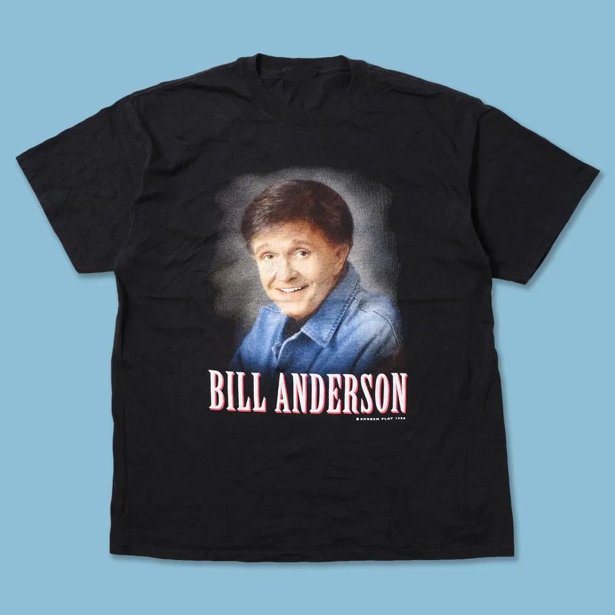 VTG Bill Anderson Music Star Heavy Cotton Black T-Shirt S-5XL TT507
