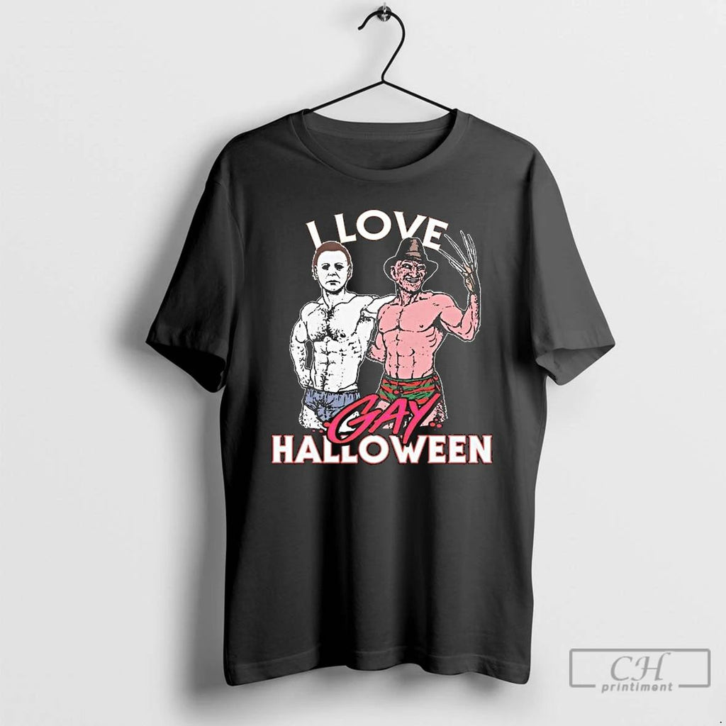 Premium Michael Myers And Freddy Krueger I Love Gay Halloween Long Sleve T Shirts