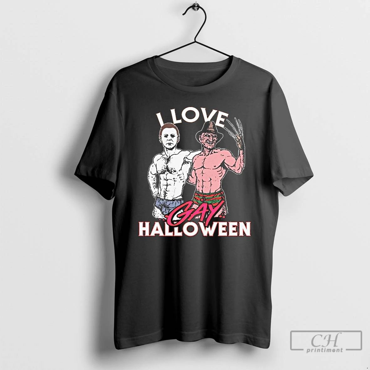 Premium Michael Myers And Freddy Krueger I Love Gay Halloween Long Sleve T Shirts