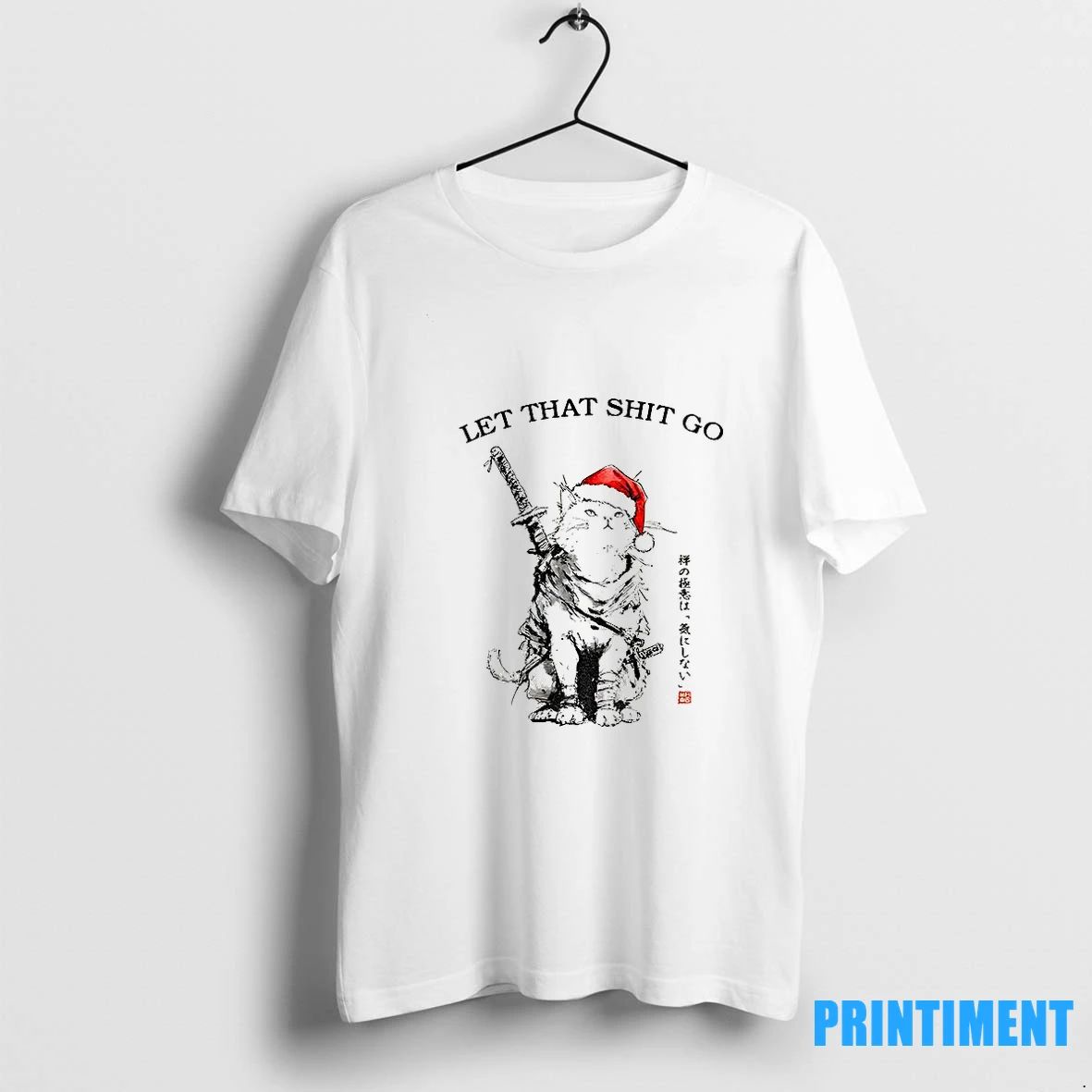 Japan Cat Santa Hat Let That Shit Go Merry Christmas Tshirts Sweater