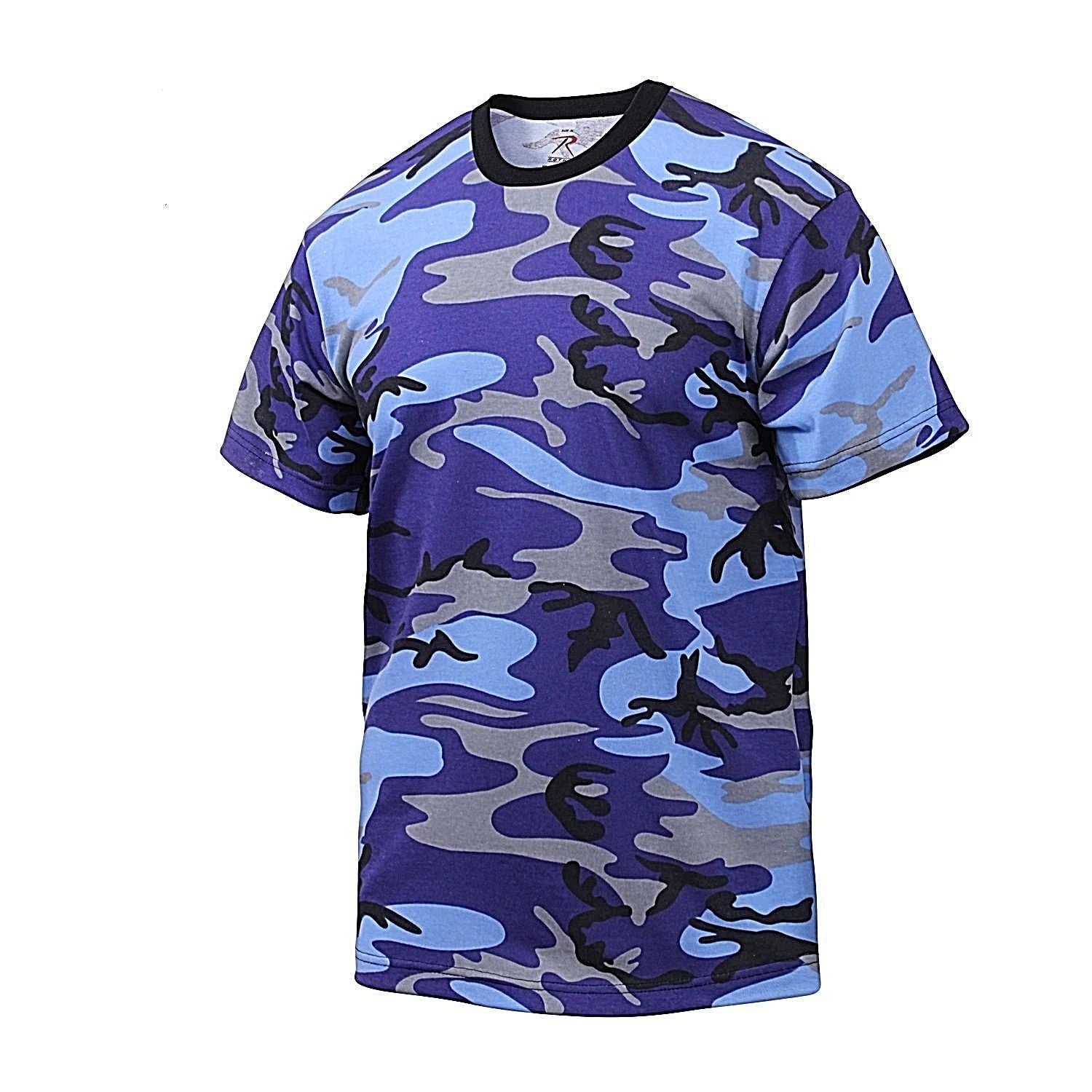 Electric Blue Camo T-Shirt USMC Army Navy USCG Paintball Surf Skate Streetwear