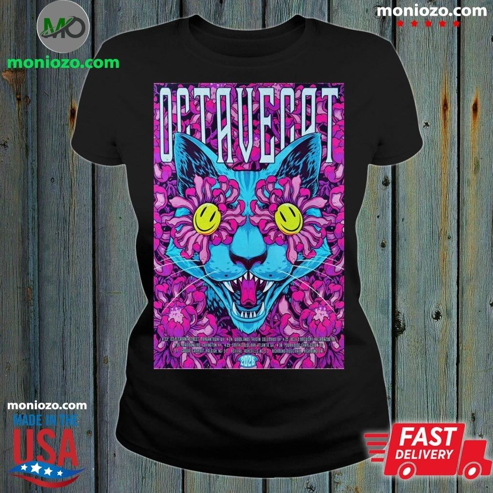 Octave Cat Psychedelic Spring 2026 Tour Poster T-Shirt