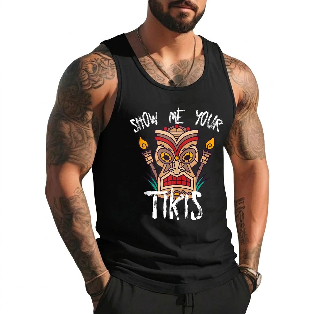 Show Me Your Tikis Funny Angry Tiki Hawaiian Tank Top