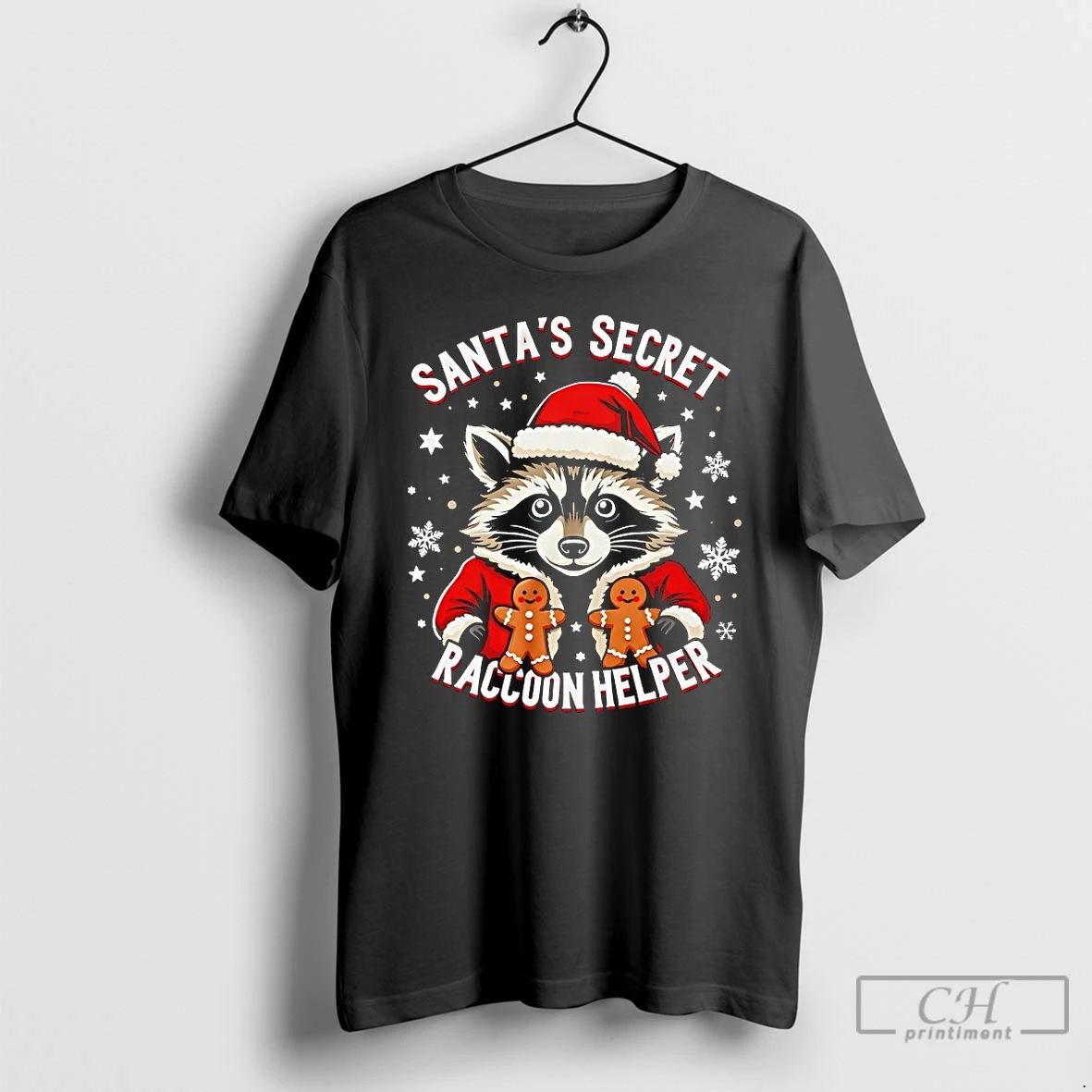 Classic Santas Secret Raccoon Helper Christmas T Shirts