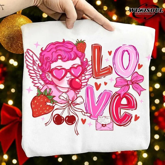 Preppy Cupid Valentine Love Design Comfort Tee Pink Aesthetic Coquette Shirt