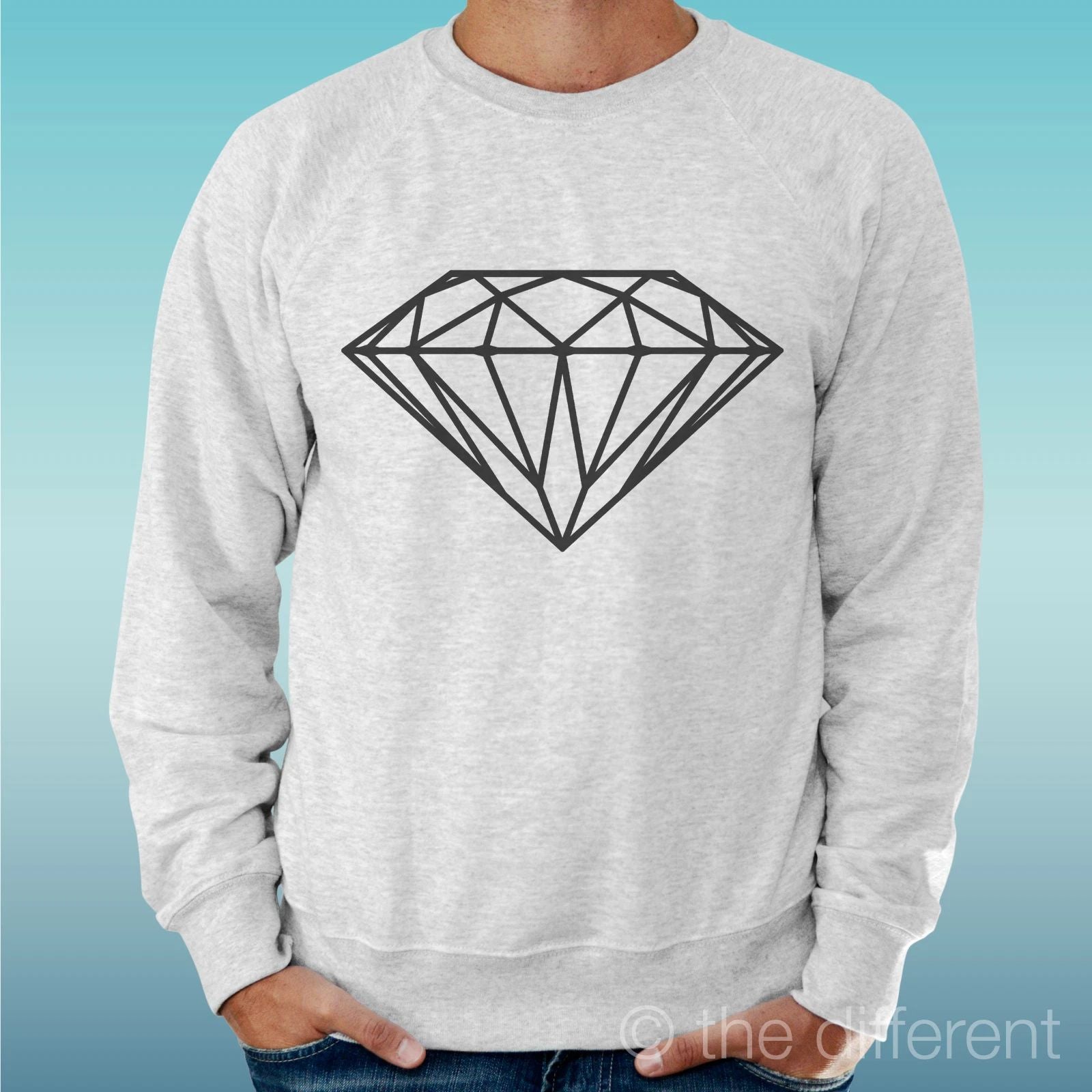 Felpa Man Light Sweater Light Grey " Diamond Draw Design "