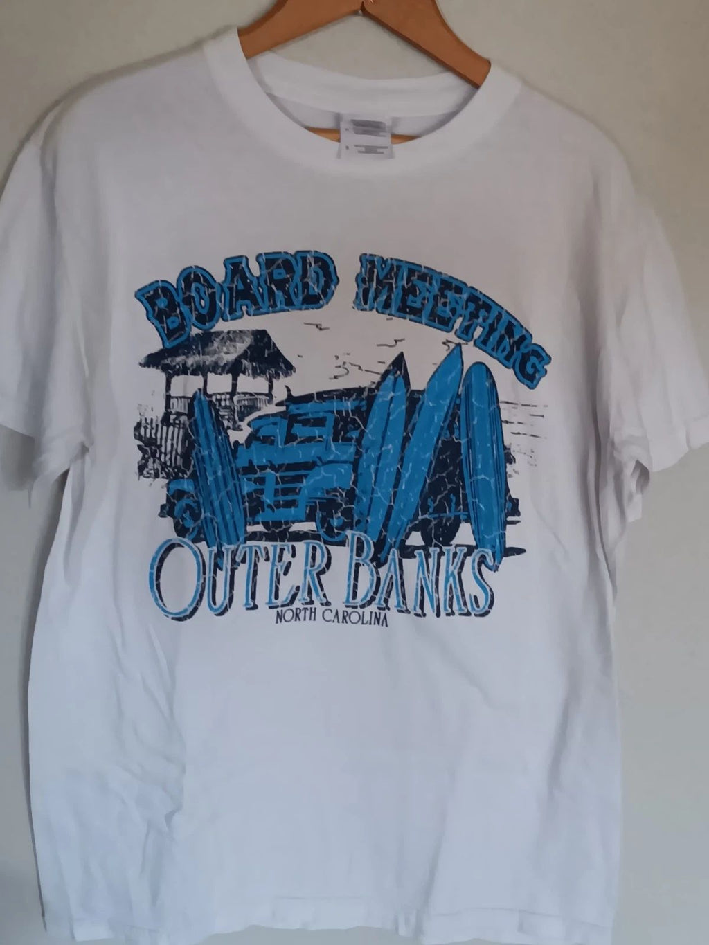 Vintage Board Meeting Outer Banks NC Surf Tshirt White Size Small