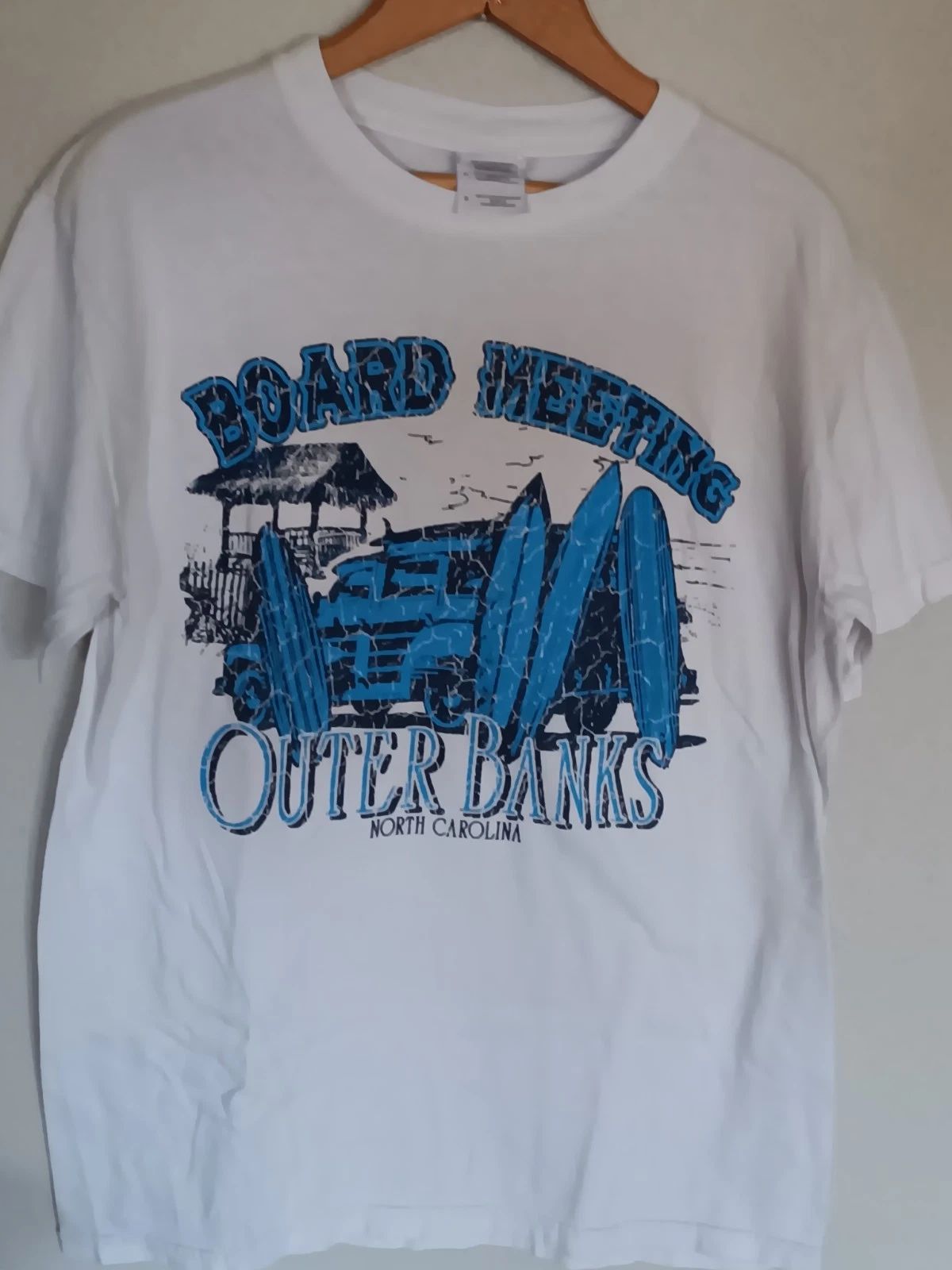 Vintage Board Meeting Outer Banks NC Surf Tshirt White Size Small
