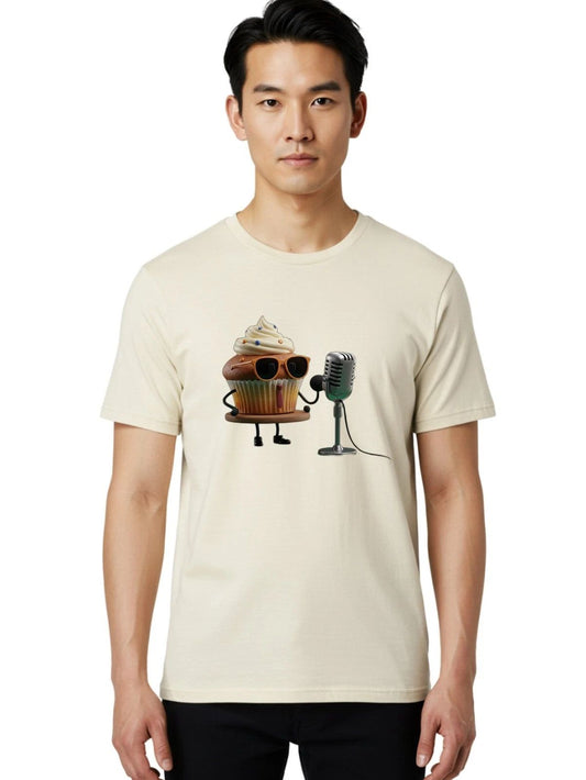 Cupcake-With-Sunglasses Mens Graphic Tee, 100% Cotton, Casual Summer Wear