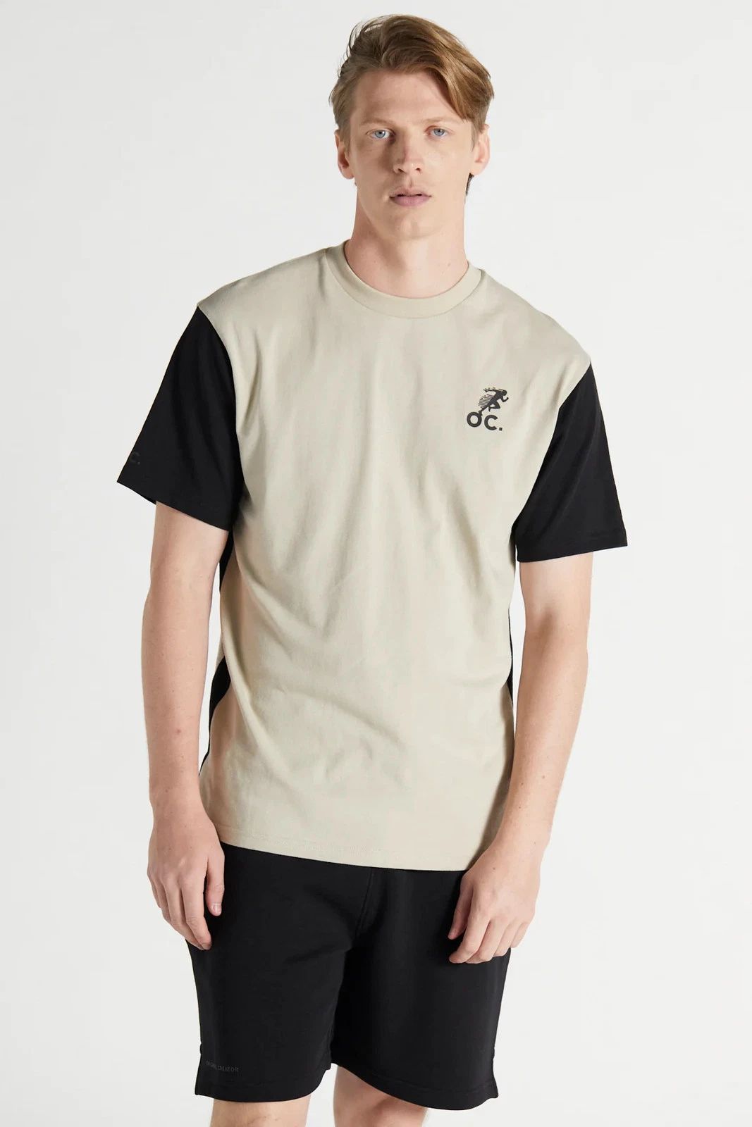 Colour Block T-Shirt – Sand Stone | Men’s Oversized Cotton Jersey Tee