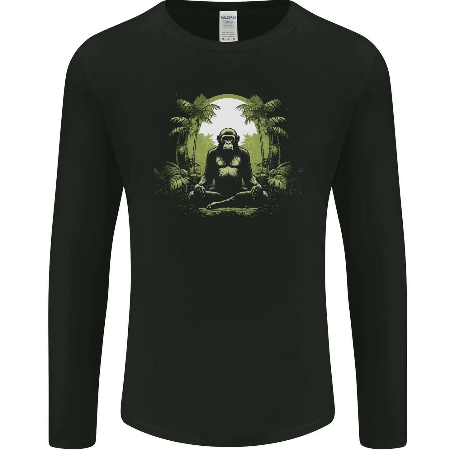 Meditating Monkey Spiritual Yoga Mens Long Sleeve T-Shirt