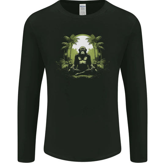 Meditating Monkey Spiritual Yoga Mens Long Sleeve T-Shirt