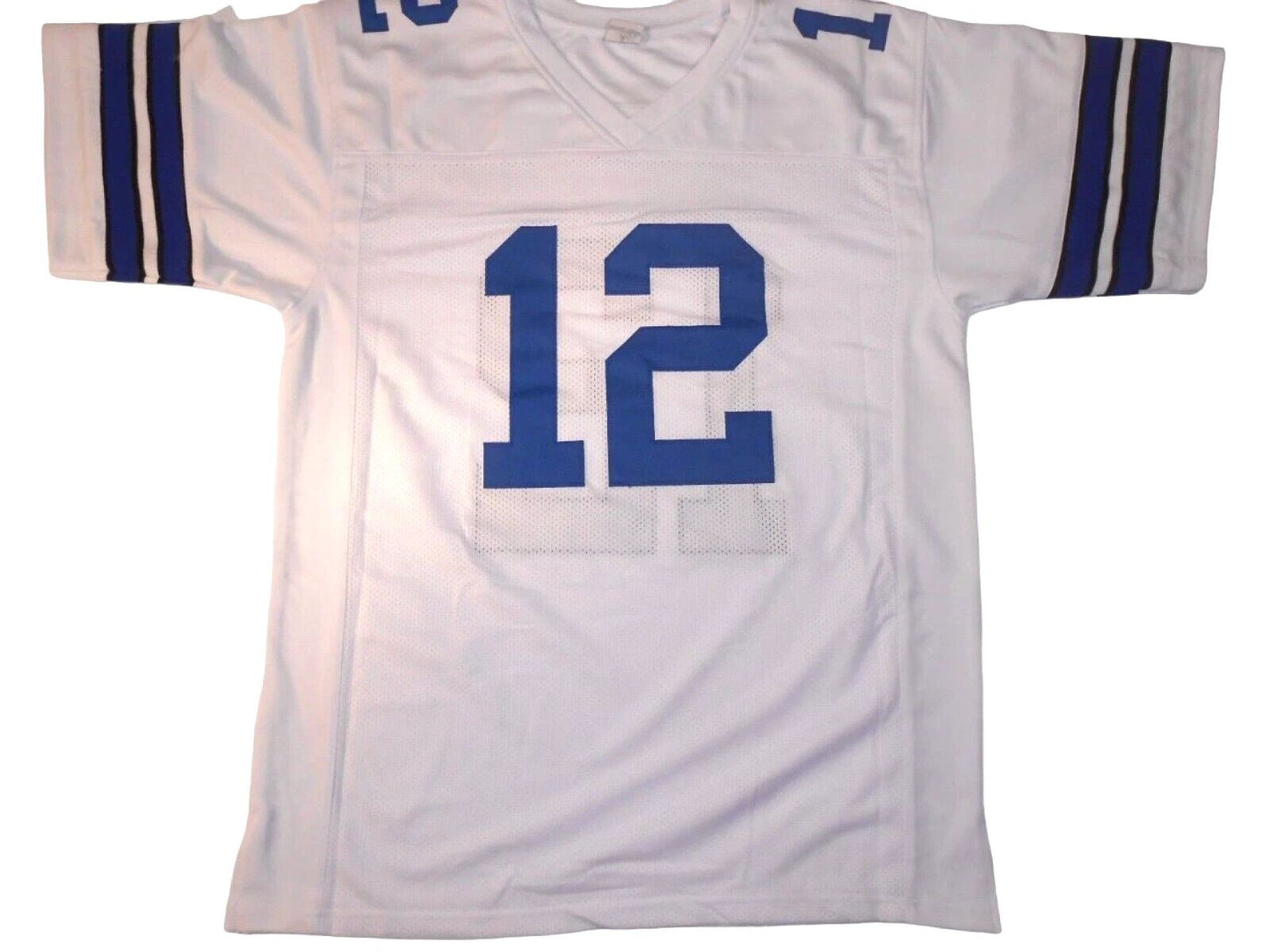 Custom Roger Staubach White Mesh Football Jersey