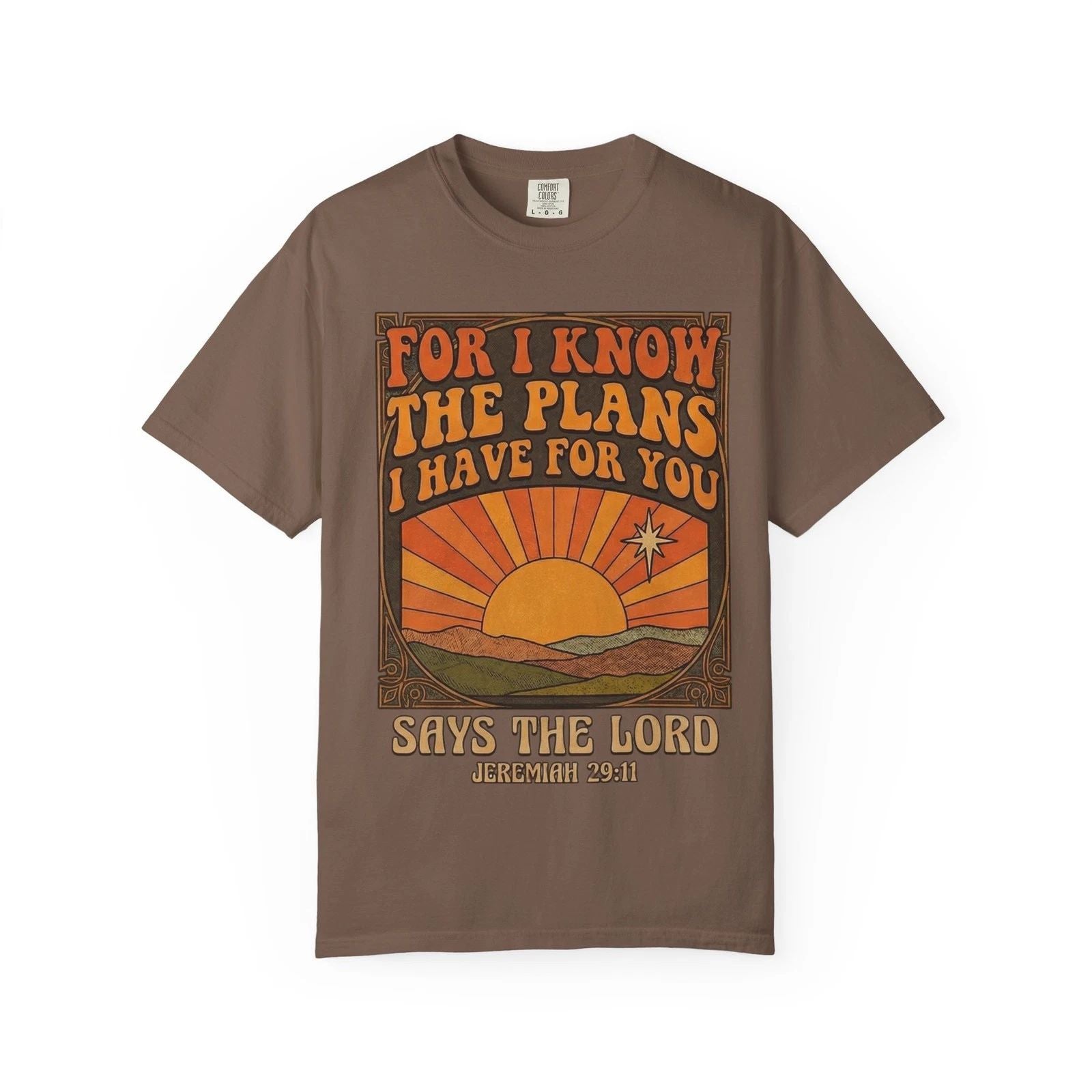 70's Retro For I Know The Plans Scripture Sunrise T-Shirt | Jeremiah 29:11