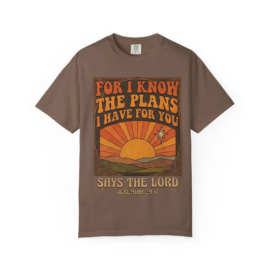 70's Retro For I Know The Plans Scripture Sunrise T-Shirt | Jeremiah 29:11