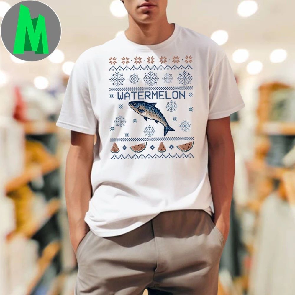 Watermelon Fish Ugly Christmas T-Shirt