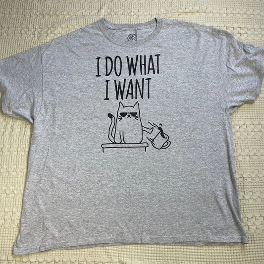 DOM Cat Shirt 3XL Adult Unisex Graphic Tee I Do What I Want Cat Lover Gray