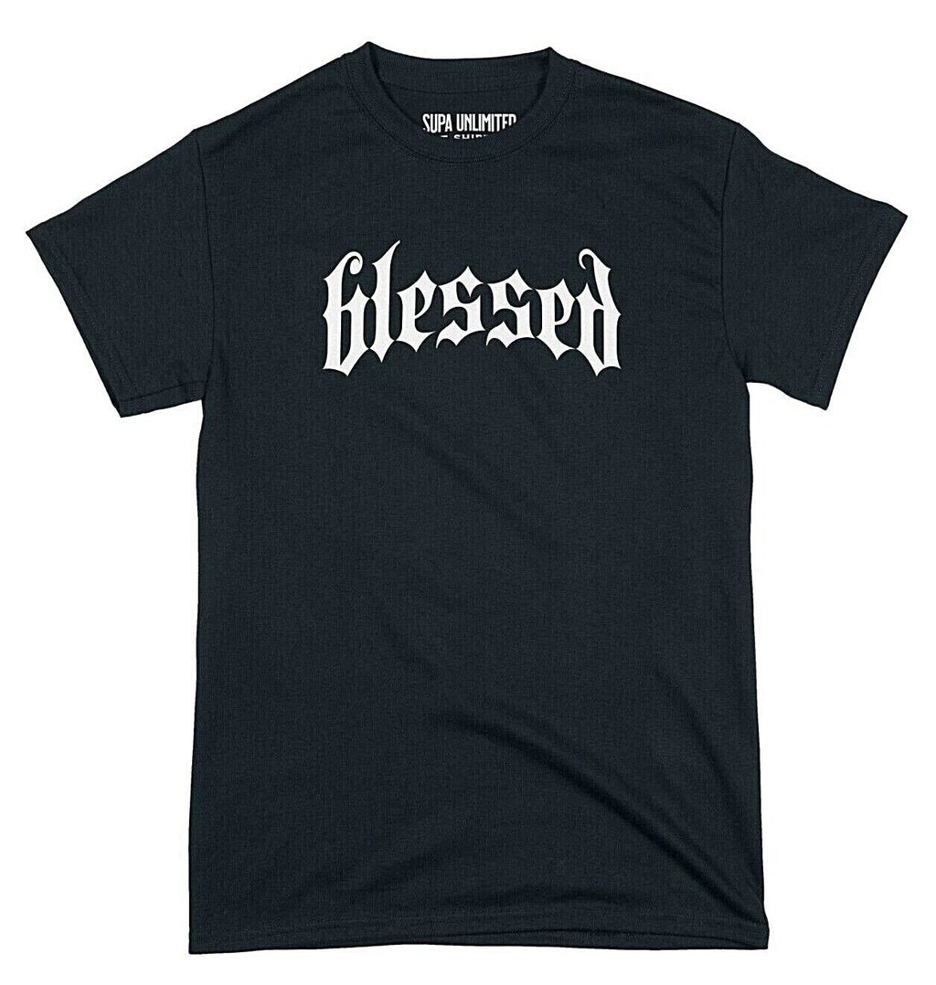 Urban Men's T Shirt Blessed Streetwear Fashion Graphic Design Hip Hop T Shirts