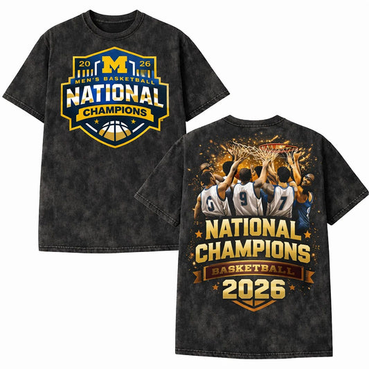 Michigan Wolverines 2026 National Champions Shirt NCAA Basketball Tee Washed