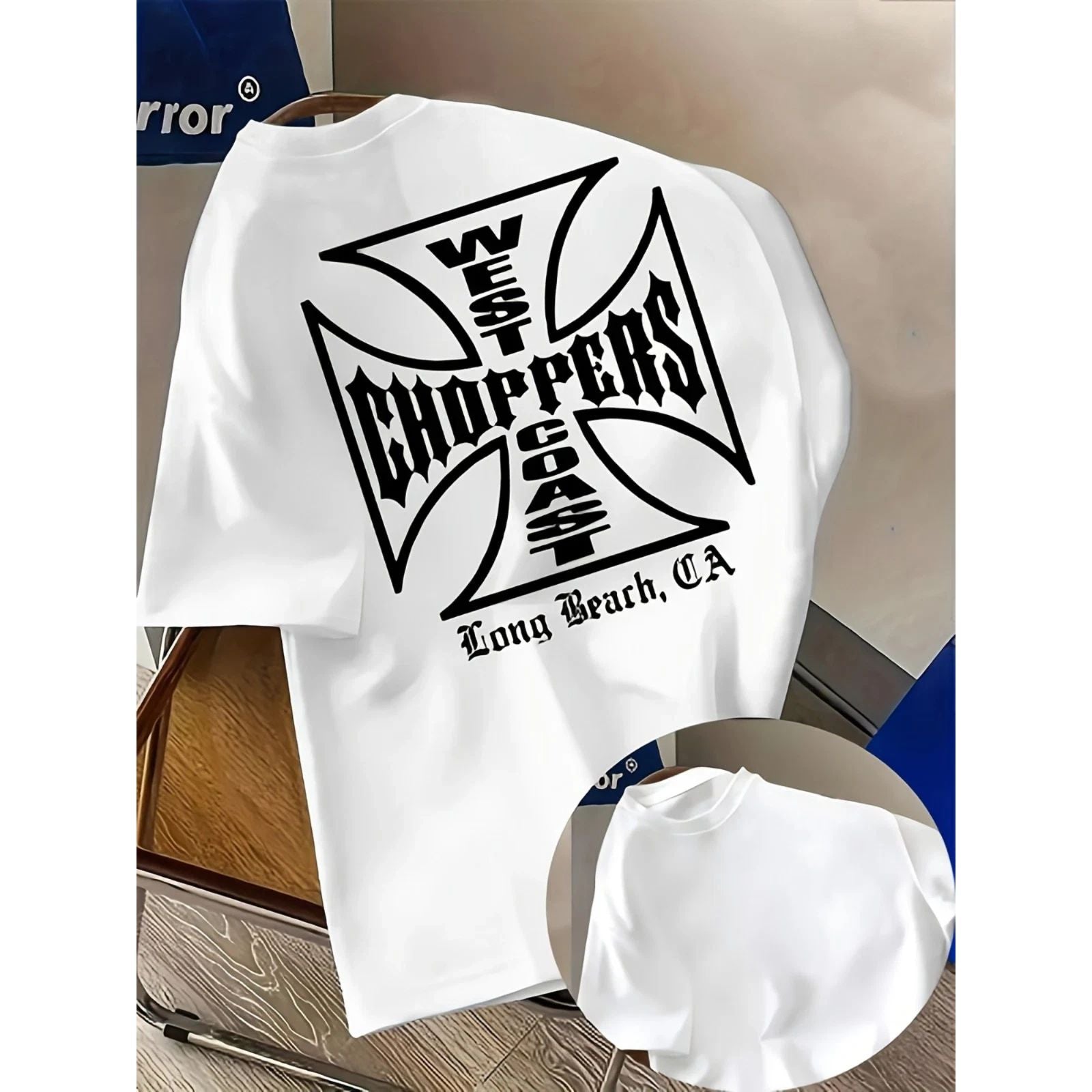 West Coast Cross Biker Shirt Long Beach CA Motorcycle Graphic Tee