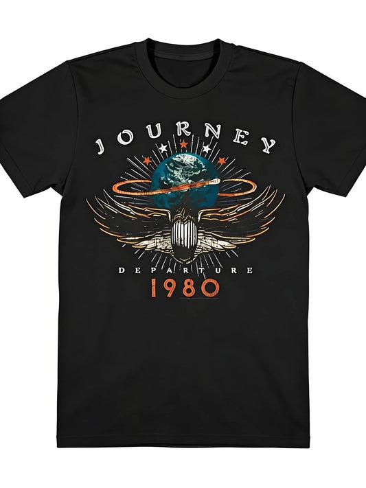 Vintage 1980s Rock Band Graphic Men's T-Shirt Black Casual Crew Neck Tee Fan Art