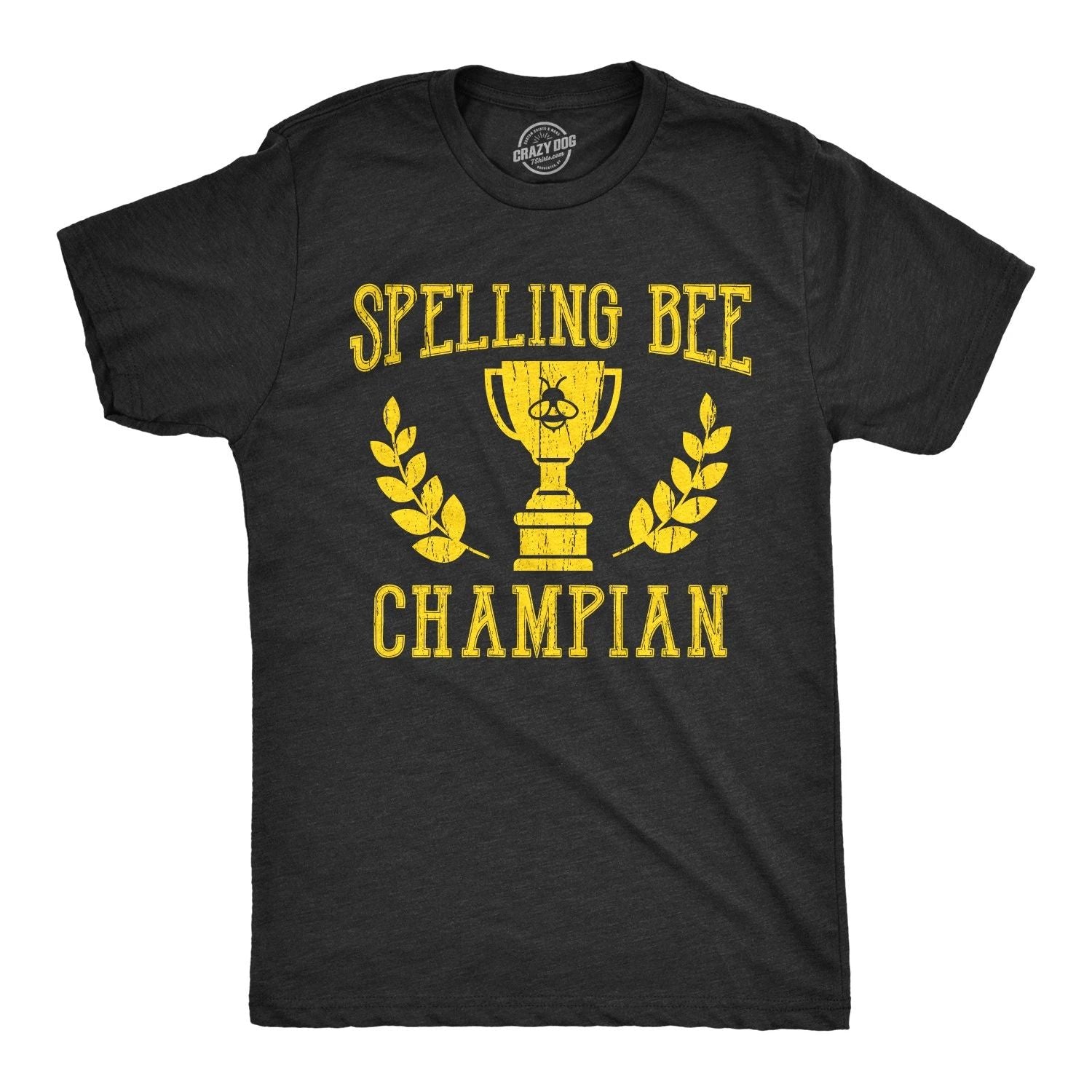 Mens Spelling Bee Champian T shirt Funny Nerdy Geek Hilarious Novelty Tee