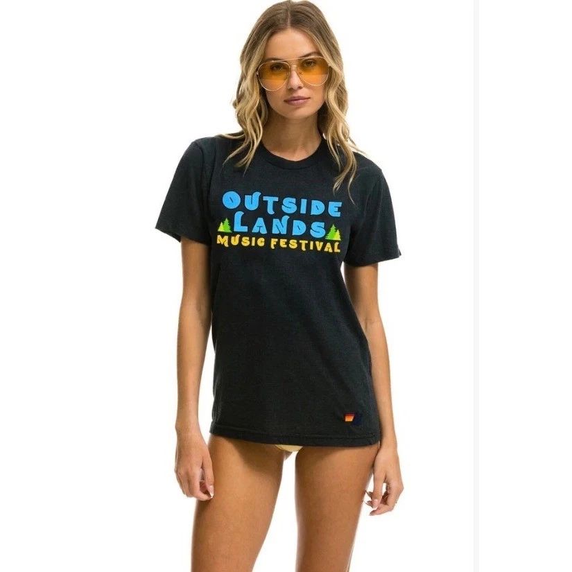 Aviator Nation Outside Lands Music Festival Graphic T Shirt Charcoal XS