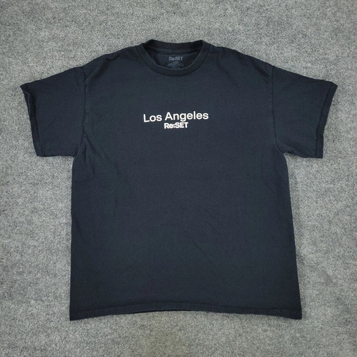 Re:SET Shirt Men's Large Black Los Angeles Graphic Tee Crew Neck Short Sleeve