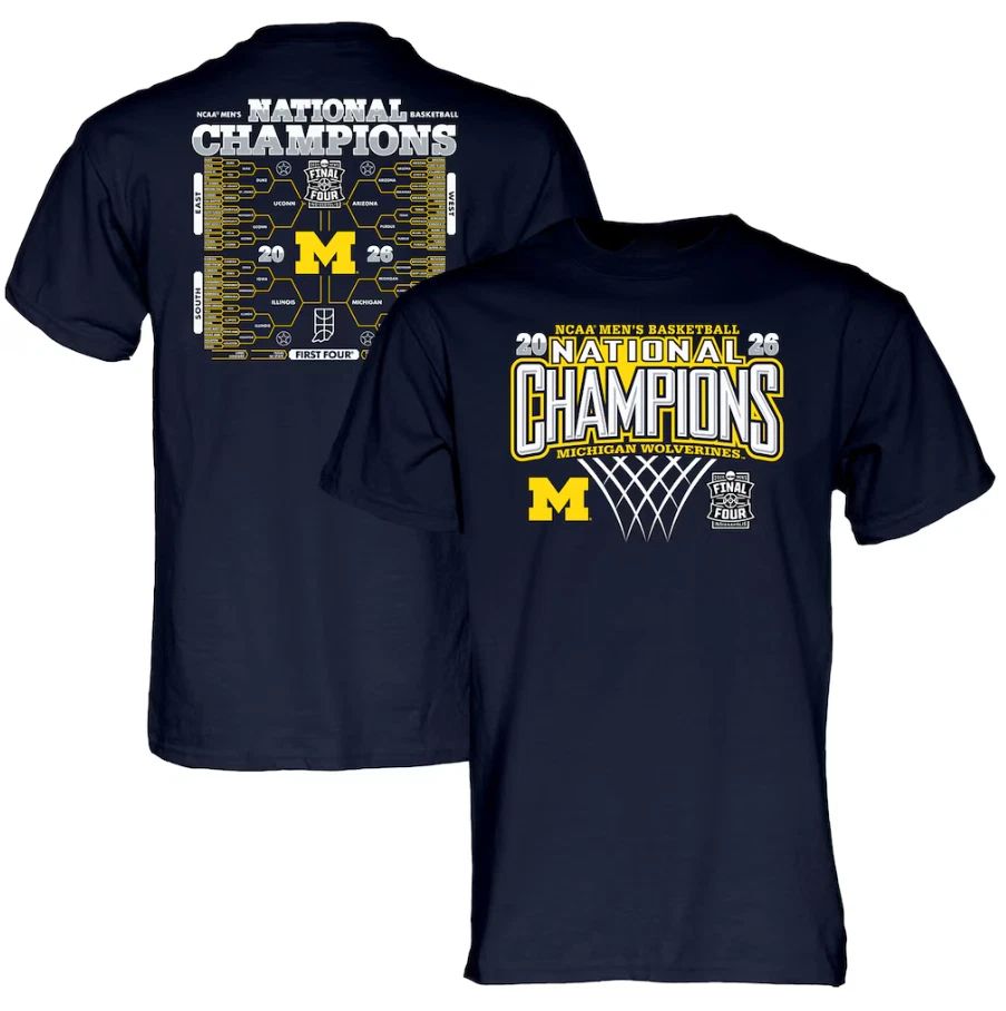 Michigan Wolverine 2026 NCAA Men's Basketball National Champions Bracket T-Shirt