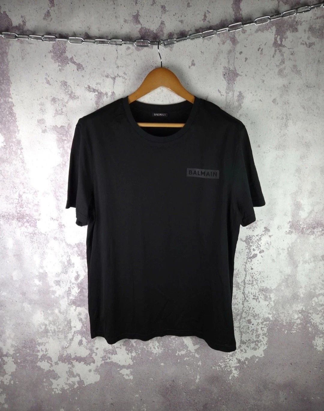 Balmain Paris T-Shirt Men's Luxury Y2K Big Logo Black Size XL