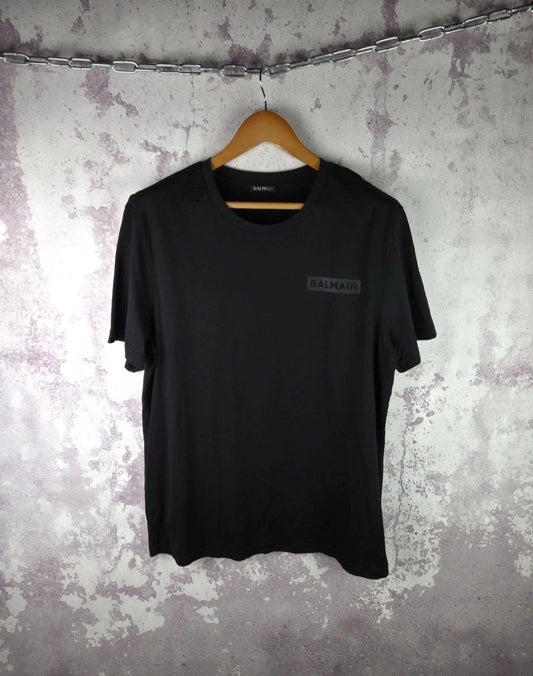 Balmain Paris T-Shirt Men's Luxury Y2K Big Logo Black Size XL