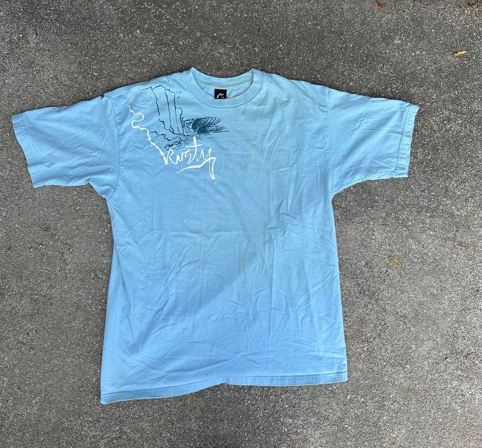 Rusty Surf Graphic T-Shirt Light Blue Size XL