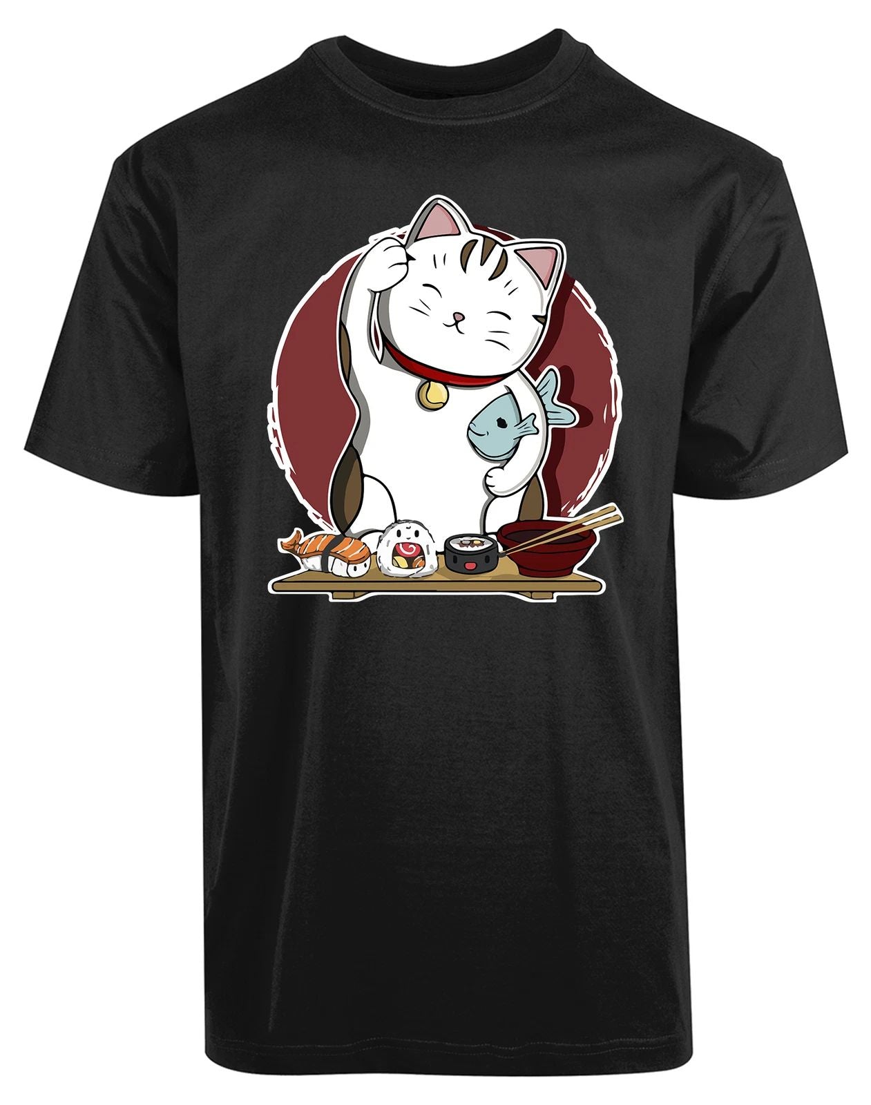 Lucky Cat Sushi New Women's Shirt Cuteness Amazing Coolest Animal Lovers Top Tee