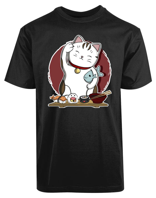 Lucky Cat Sushi New Women's Shirt Cuteness Amazing Coolest Animal Lovers Top Tee