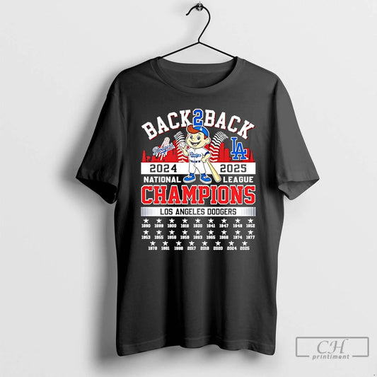 Classic 2025 World Series Champions Back To Back Los Angeles Dodgers T Shirts