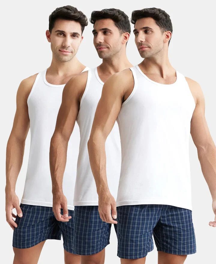 Jockey Men's Classic Vest White Undershirt 3 Pack Style 8820 Cotton Tank Top