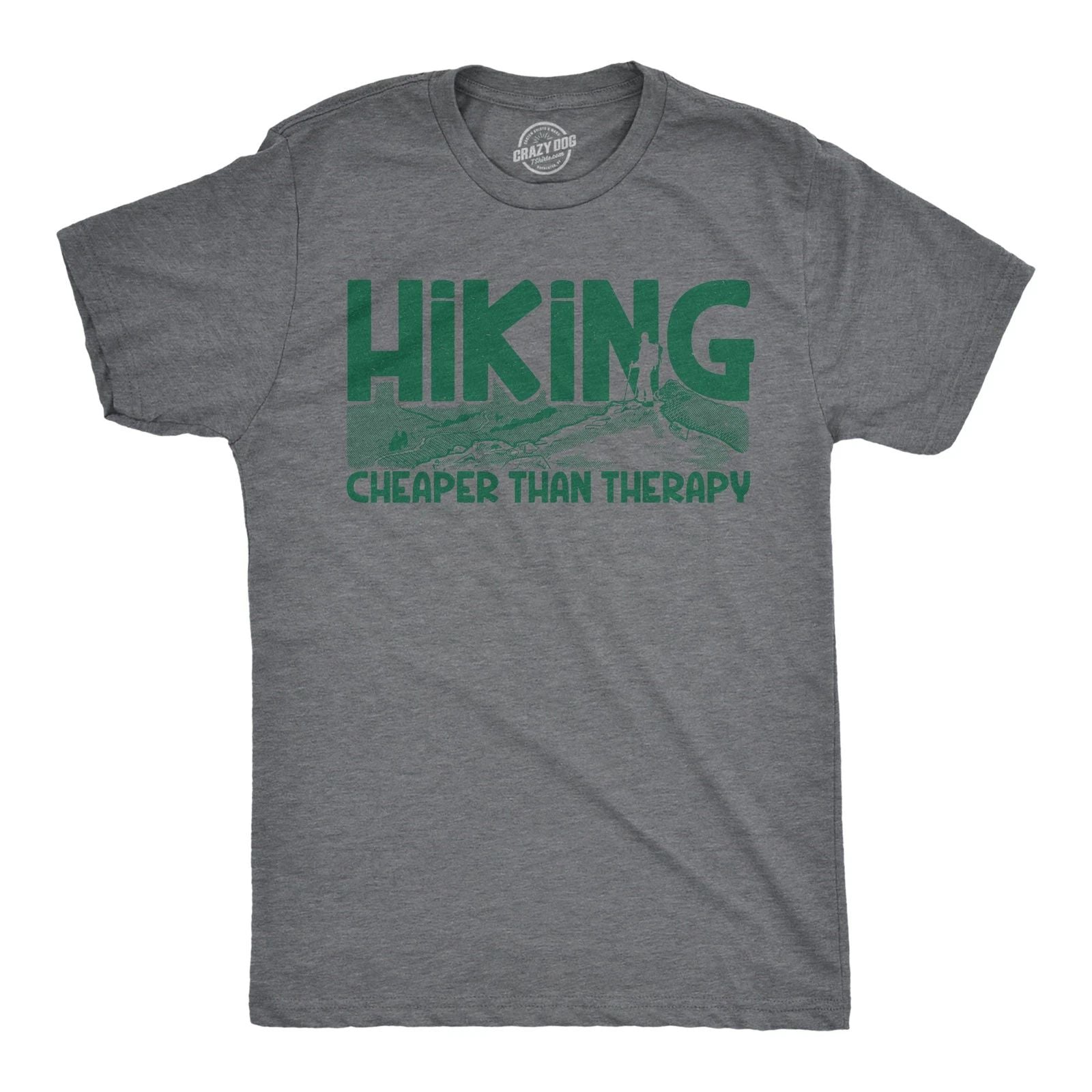 Mens Hiking Cheaper Than Therapy Funny Camping Outdoor Summer T shirt