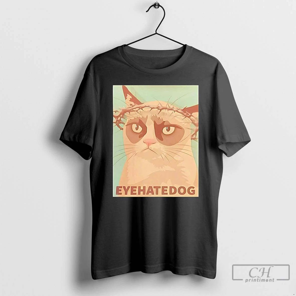 Classic Grumpy Cat Crown Thorns Eye Hate Dog T Shirts