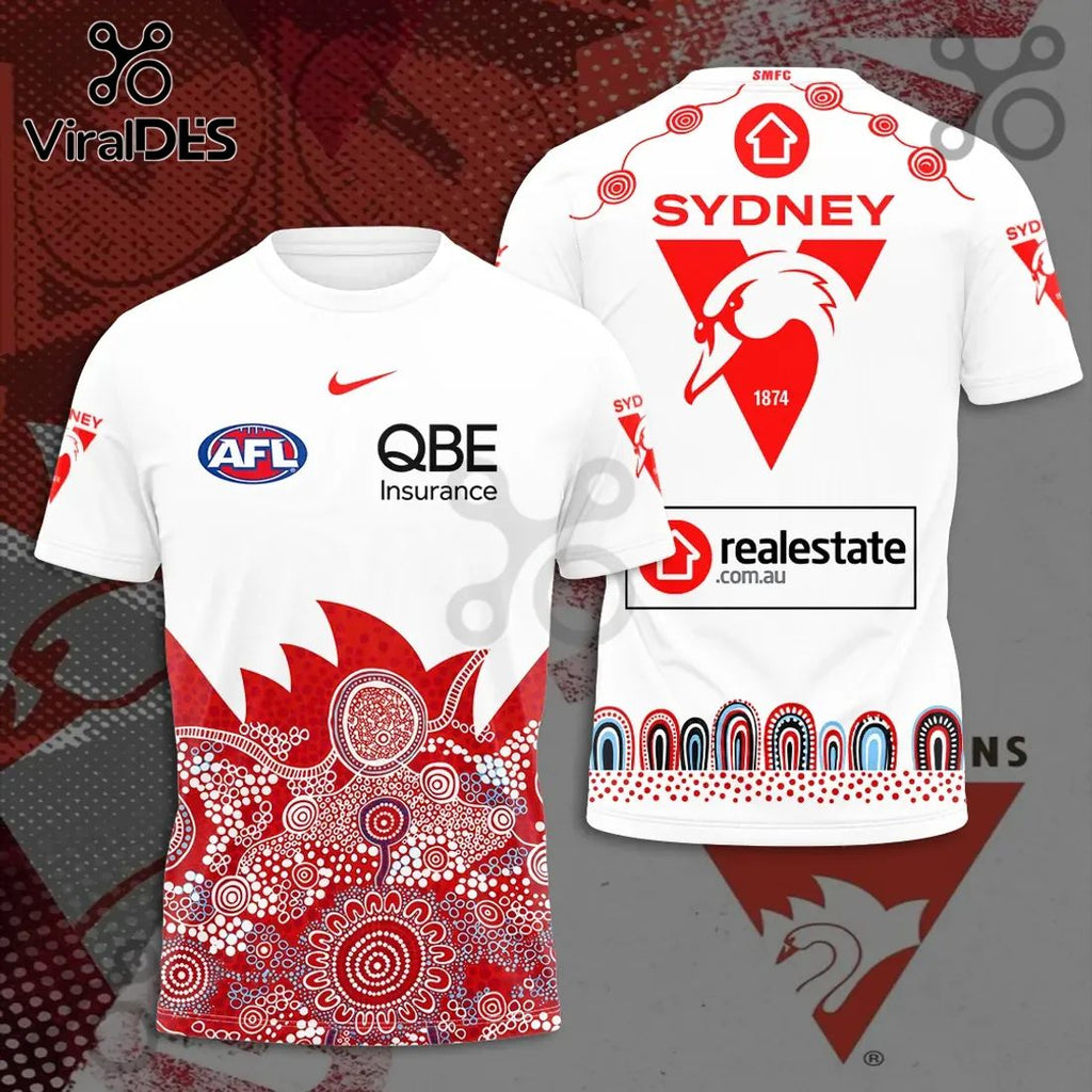 Sydney Swans White Indigenous Pattern Hoodie