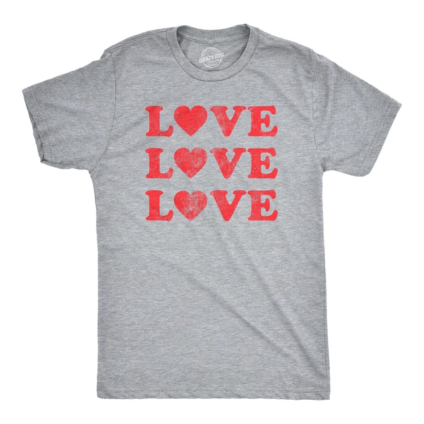 Mens Love Love Love Hearts T Shirt Cute Valentines Day Tee