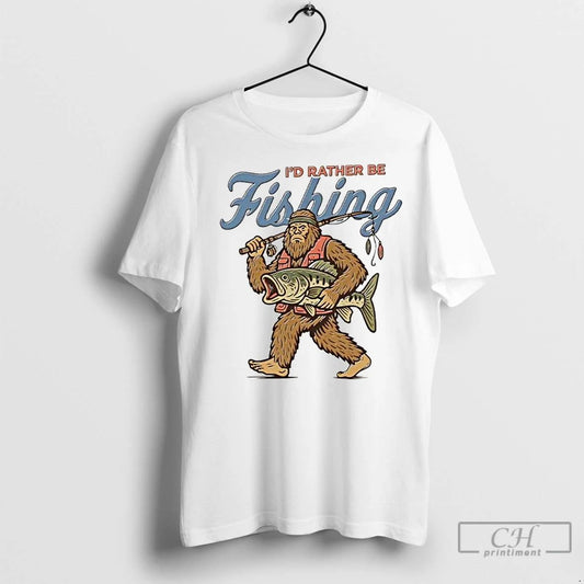 Classic Id Rather Be Fishing Bigfoot Ornaments