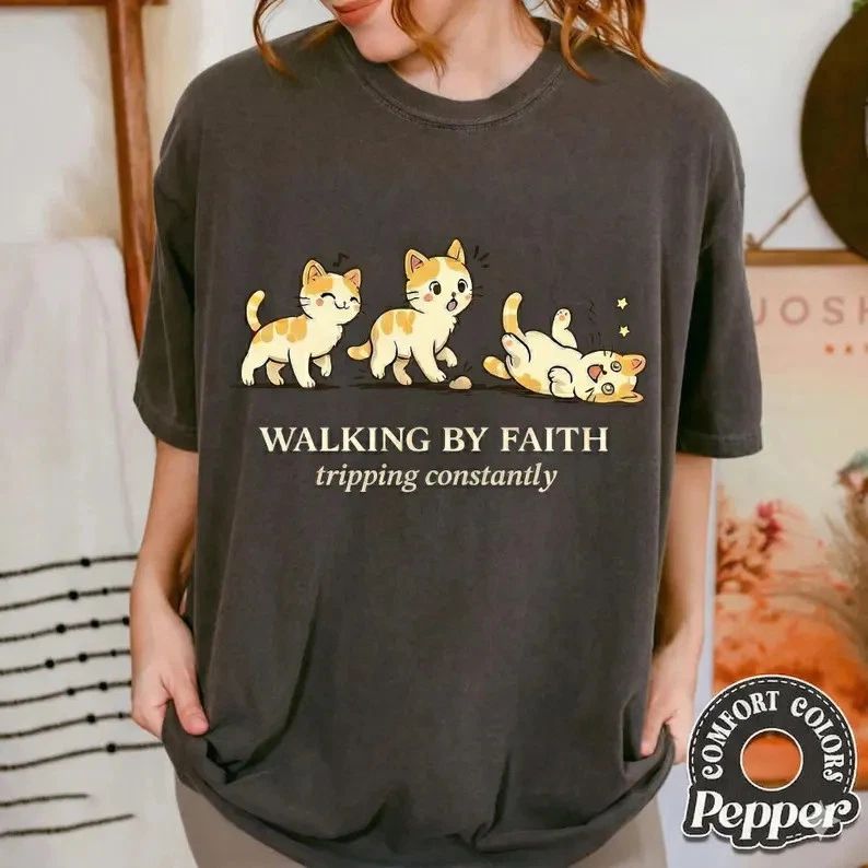 Cat Walking By Comfort Tee Cute Animal Pet Lover Minimalist Gift