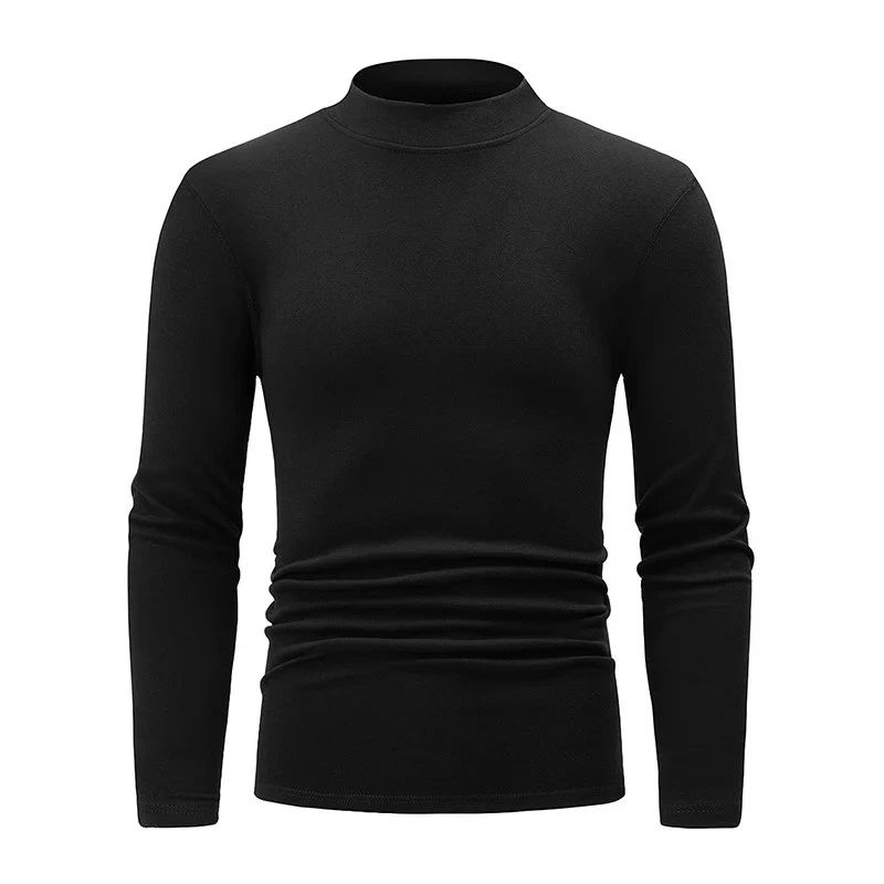 Autumn and Winter Semi High Neck Fashionable Base Long Sleeved Top Solid Color