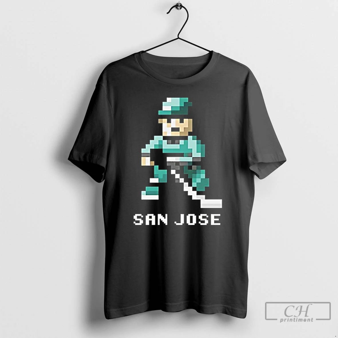 Classic San Jose Sharks Hockey 8 Bit Retro Baller T Shirts