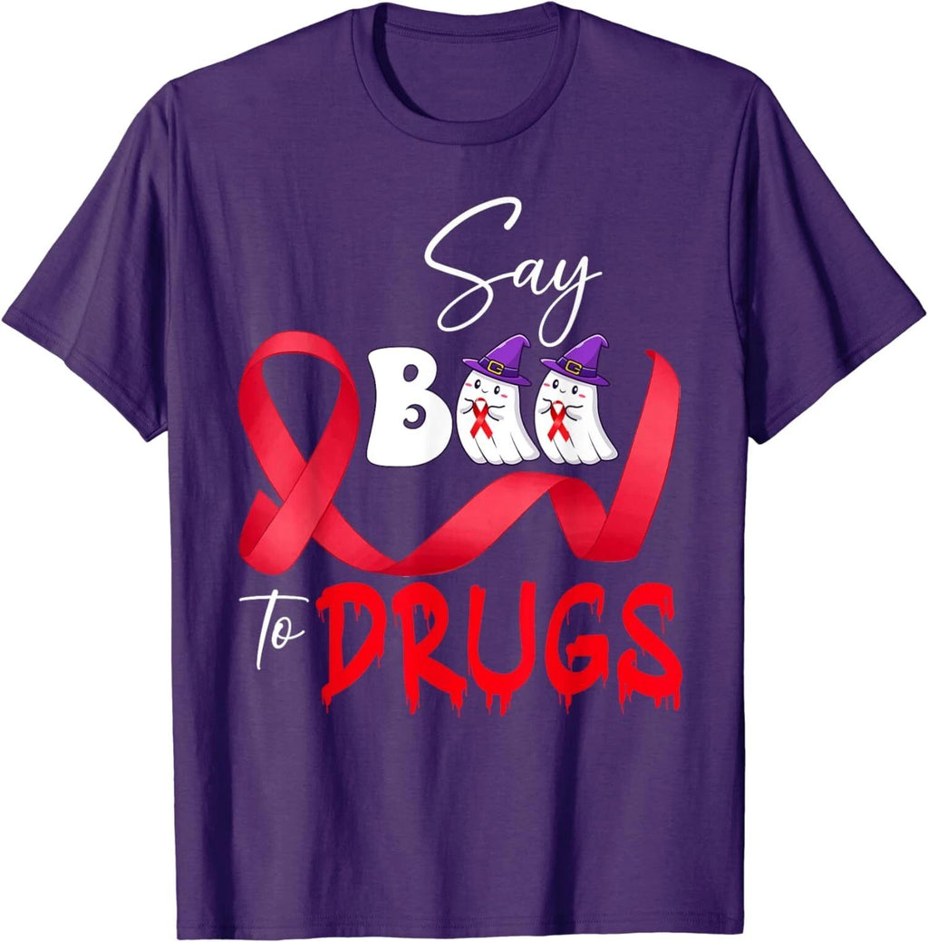 Kids Cute Red Ribbon Week Say BOO To Drugs Halloween Unisex T-Shirt