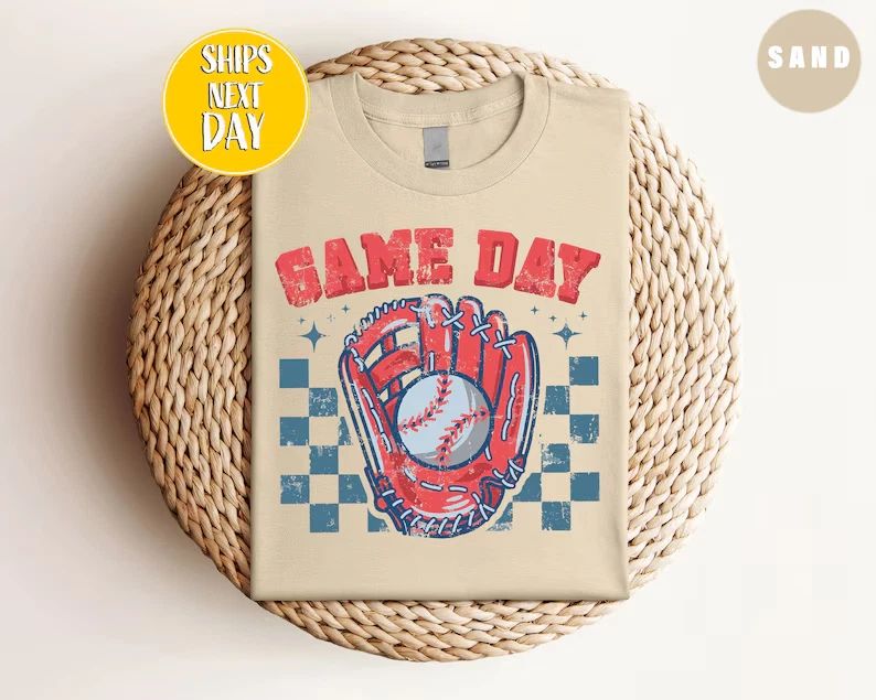 Checkered Game Day Baseball T-Shirt, Family Baseball T Shirt, Game Day Tees