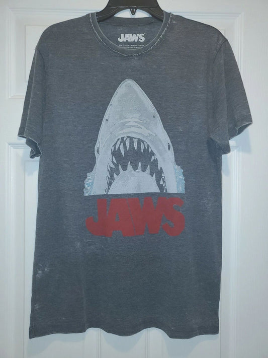 New Jaws Logo Mens Medium Soft Distressed Lucky Brand Tee Great White Shark
