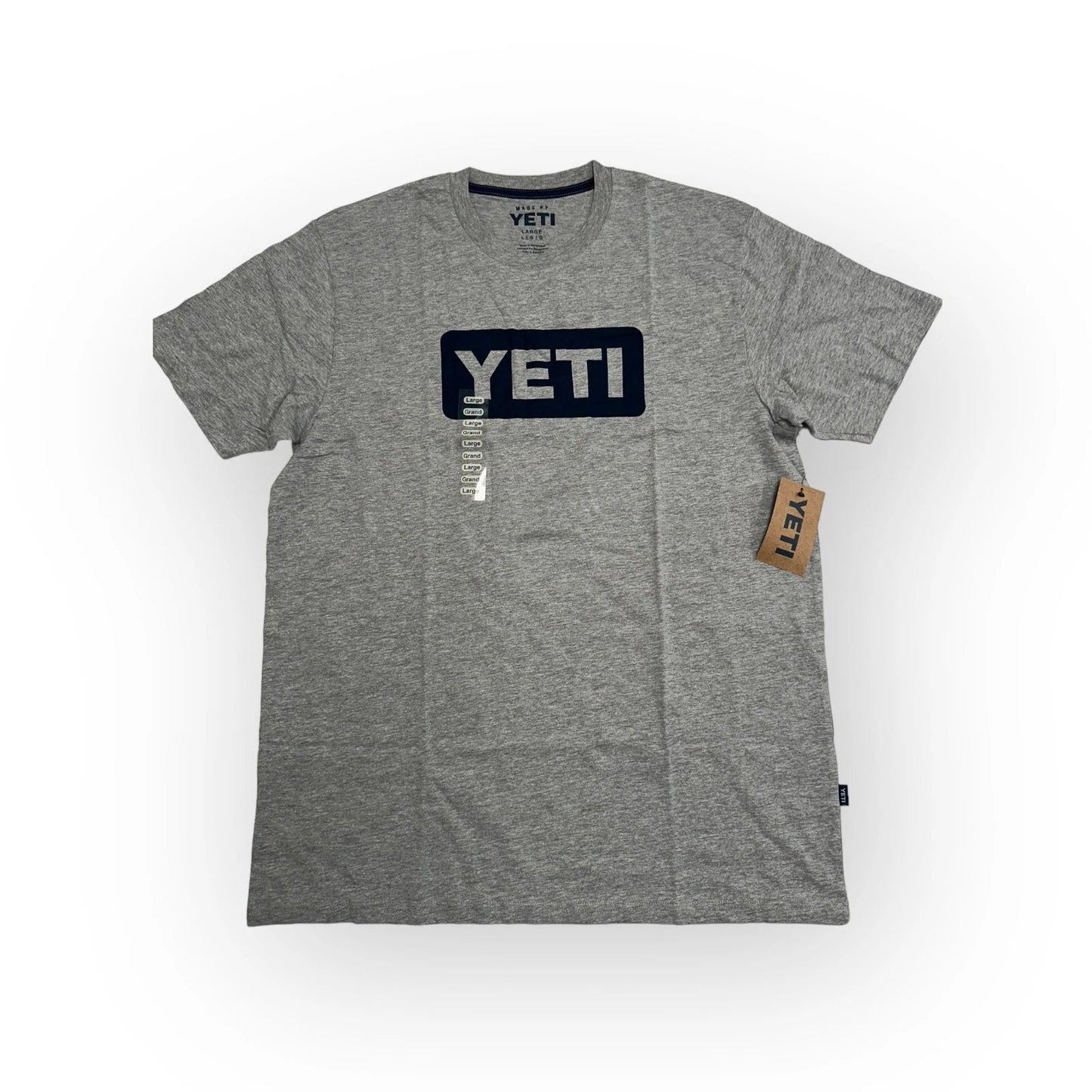 Yeti Men's Logo Badge T-Shirt Gray with Blue Logo Badge