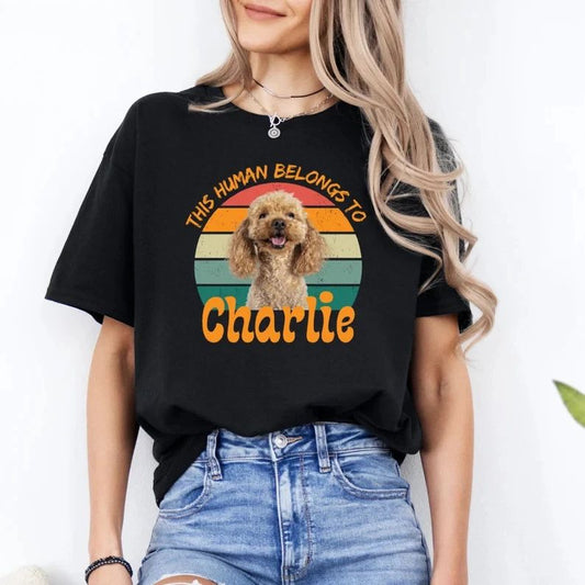 Custom Pet Photo Retro Dog Comfort Tee Personalized Dog Lover