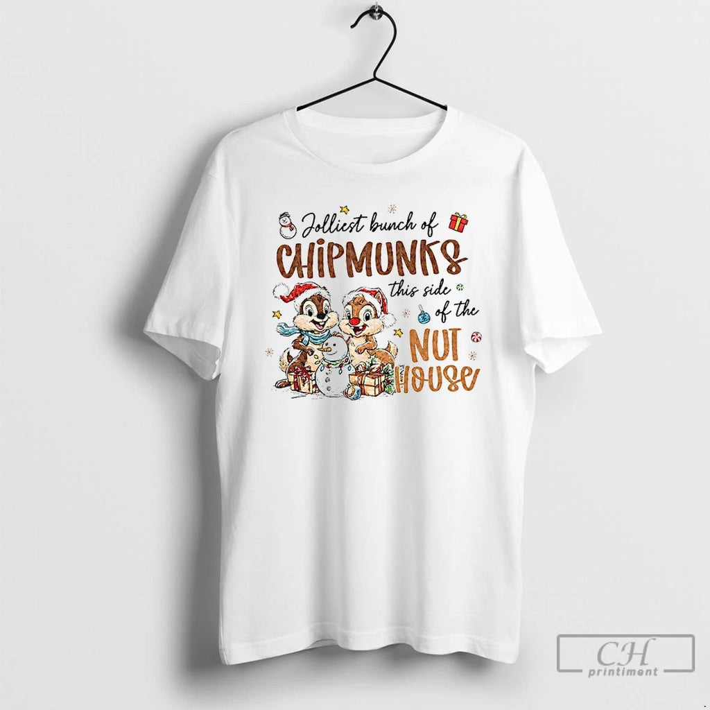 Classic Squirrel Jolliest Bunch Of Chipmunks This Side Of The Nut House Christmas T Shirts